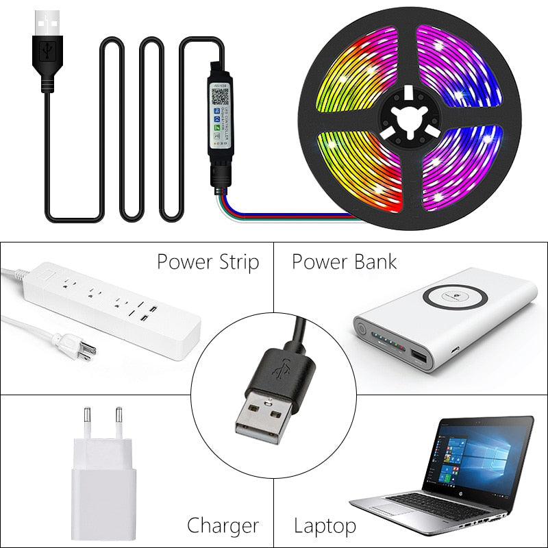 LED  Waterproof Light Strips 5V USB WIFI Bluetooth 1M-30M 5050