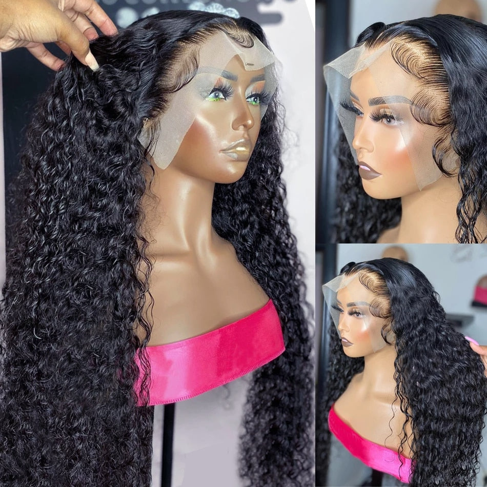 30 Inch Human Hair Water Wave Lace Front Brazilian Wig