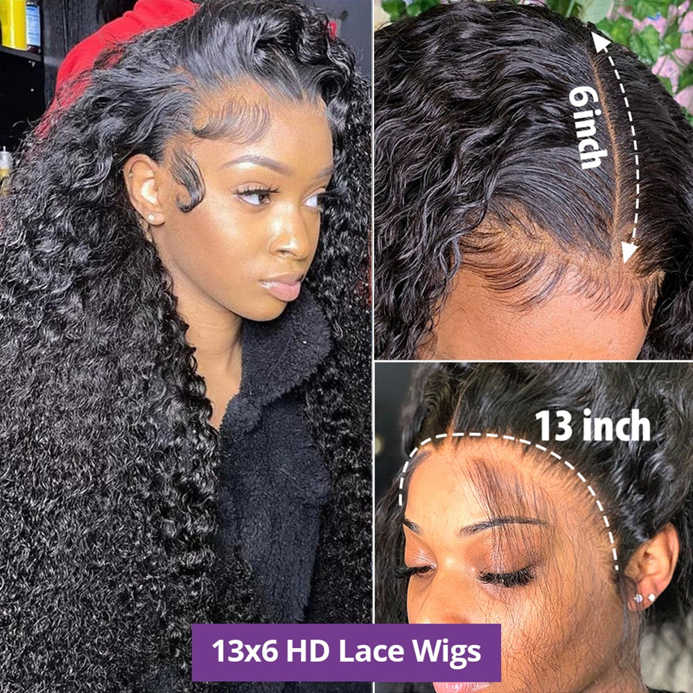 30 Inch Human Hair Water Wave Lace Front Brazilian Wig